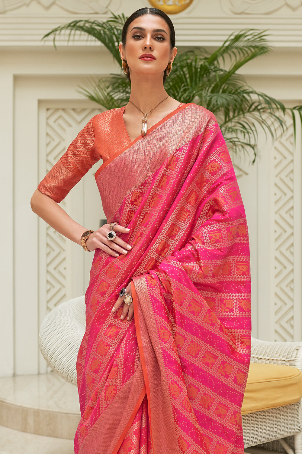 magenta pink patola saree 2 2