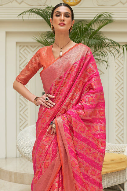 magenta pink patola saree 2 2