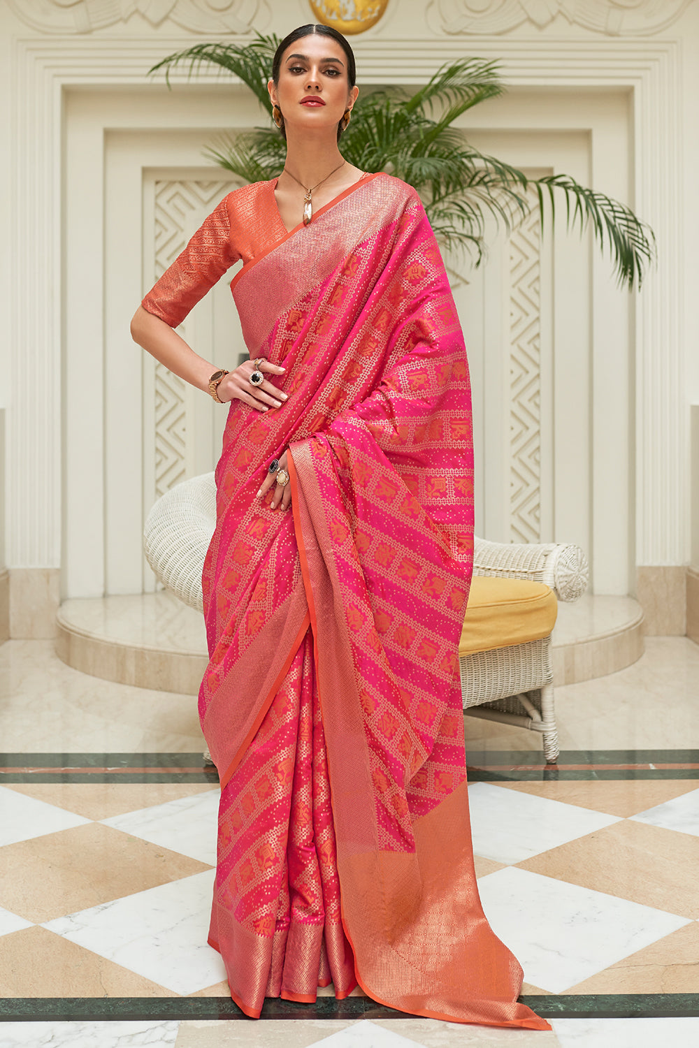 magenta pink patola saree 2 3