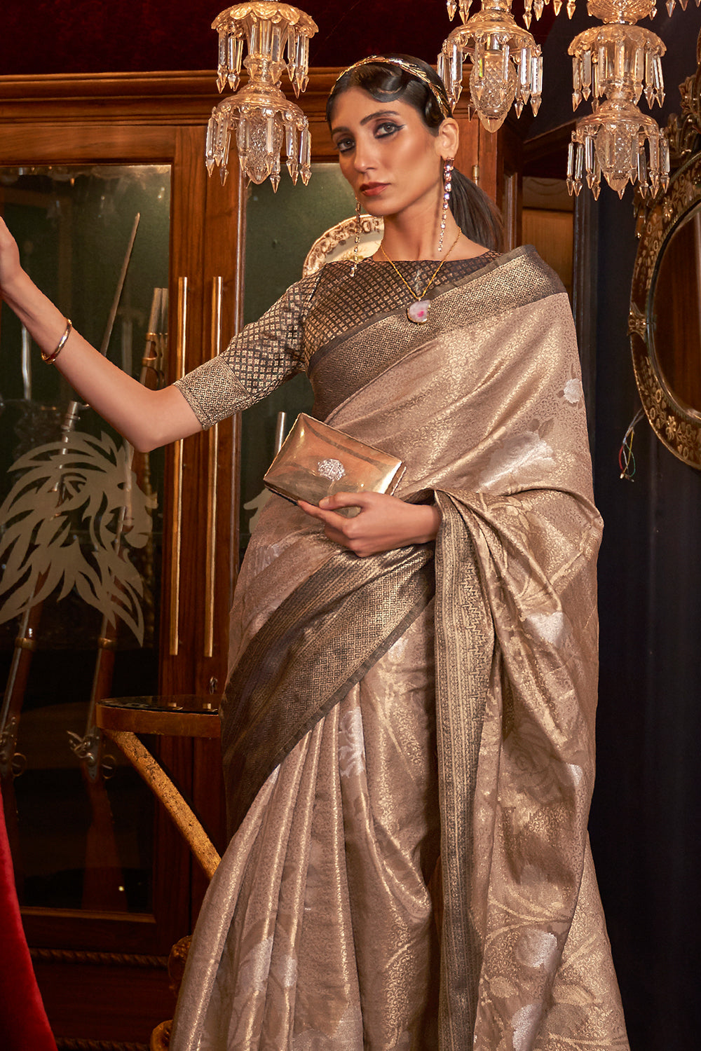 tortilla brown silk saree 1 3