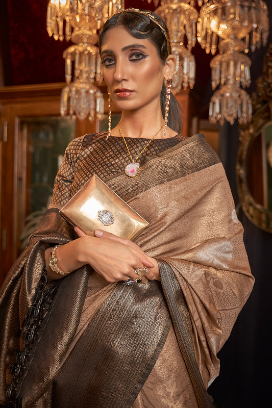 tortilla brown silk saree 1 1