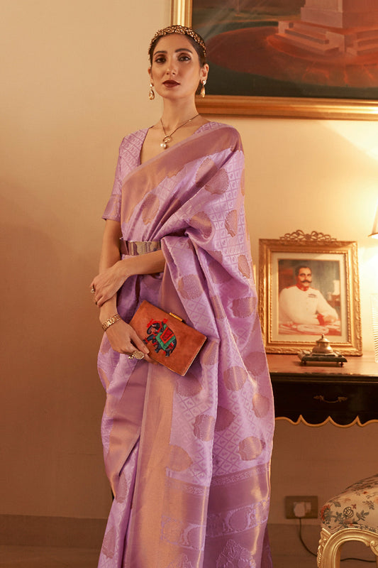 mauve purple banarasi silk saree 1