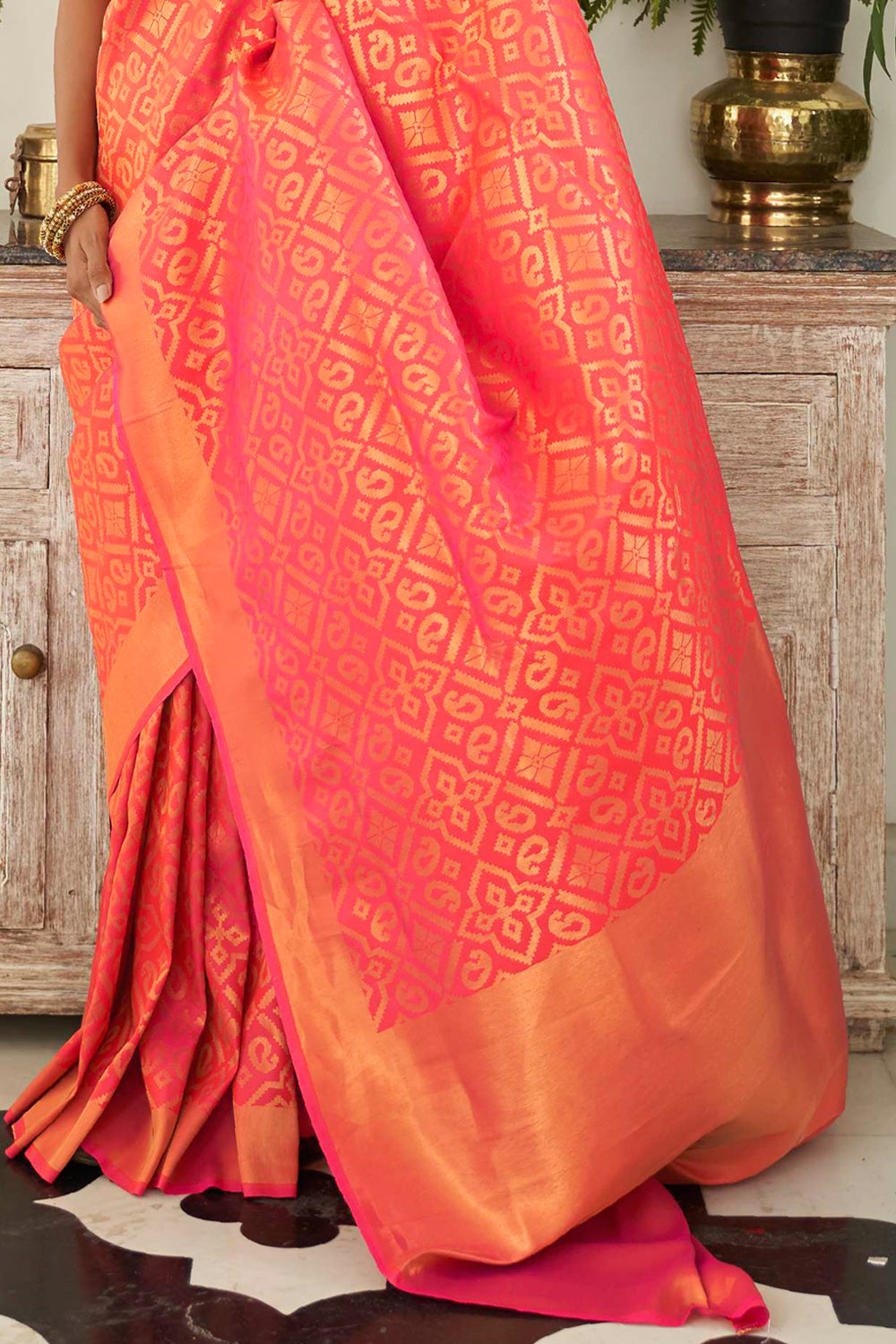 pink and orange kanjivaram saree 2