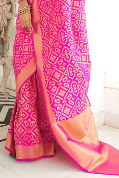 rouge pink kanjivarm saree 2