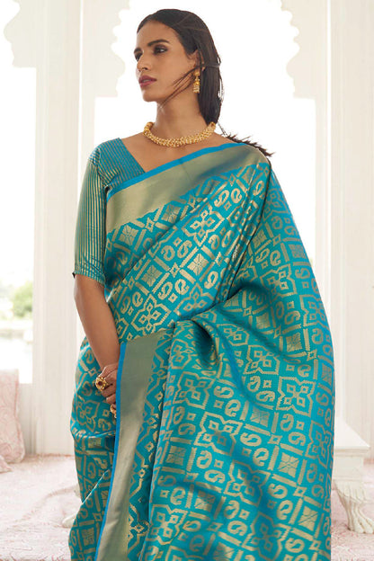 azure blue kanjivaram saree 2 2