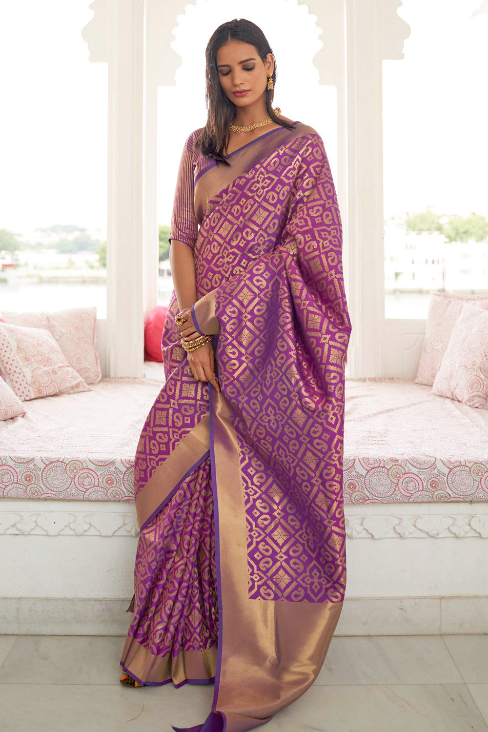 lilac purple kanjivaram saree 1 2