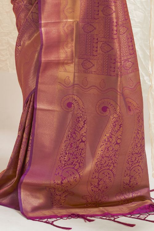 berry purple shimmery kanjivaram saree 2