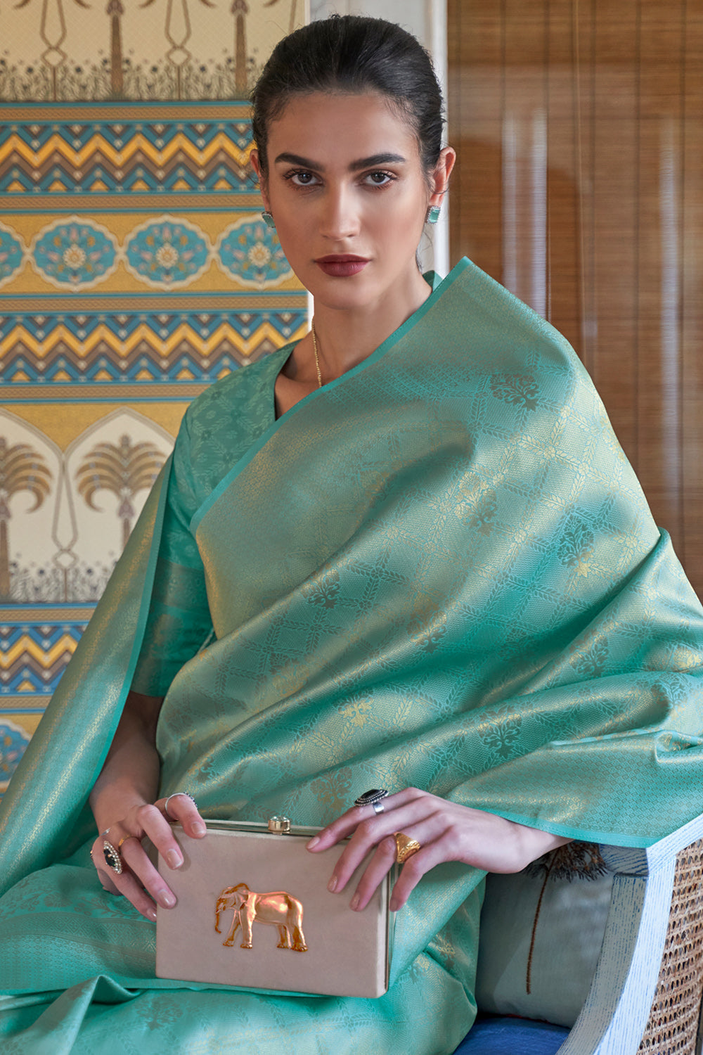 artic blue kanjivaram saree 4