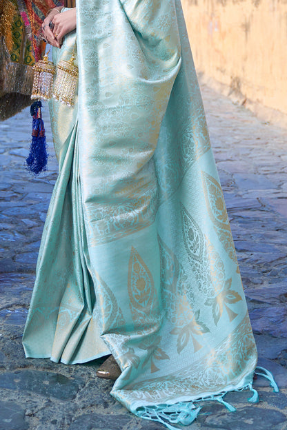 powder blue kanjivaram saree 2