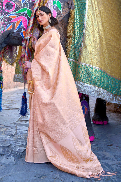 pastel pink kanjivaram saree 3