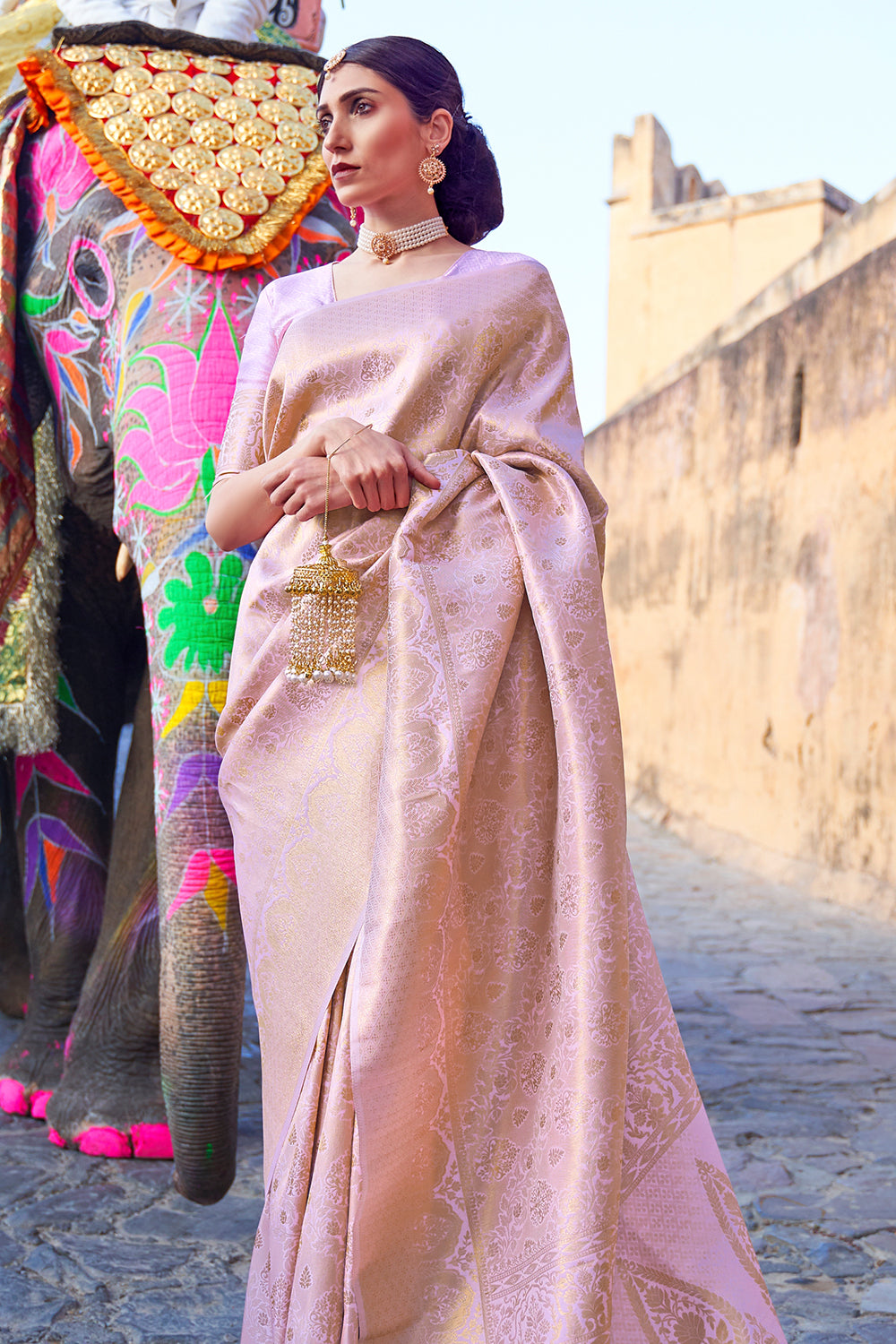 mauvelous pink kanjivaram saree 1