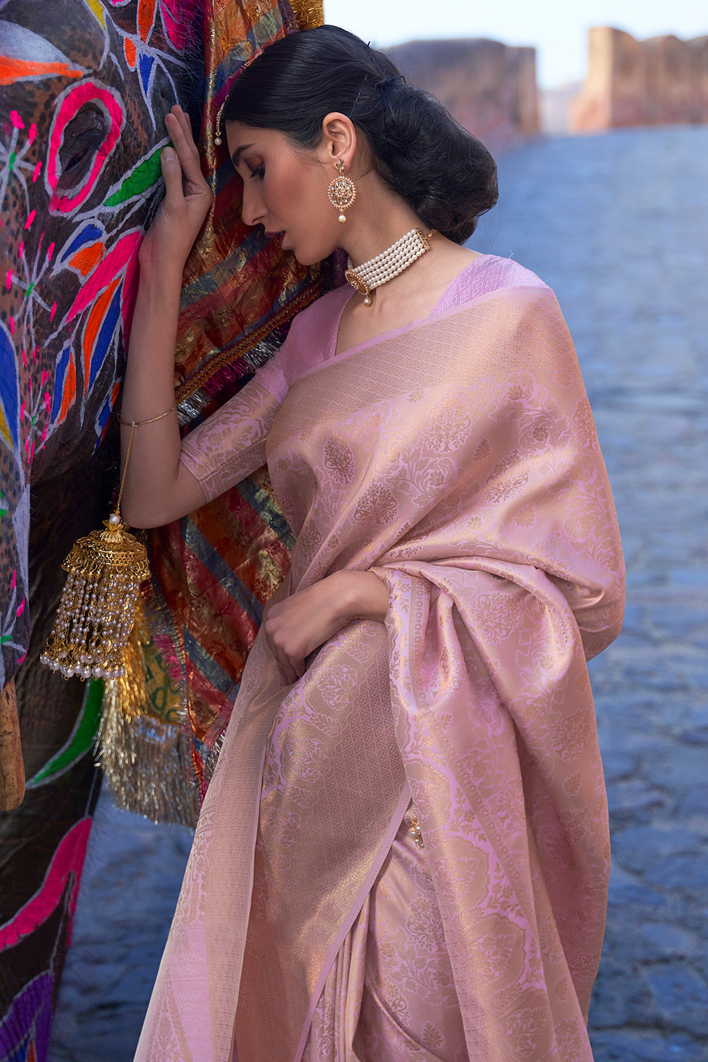 mauvelous pink kanjivaram saree 4