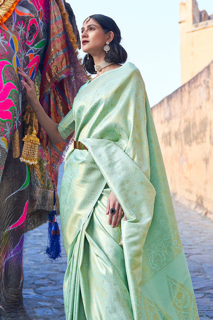 mint green kanjivaram saree 1