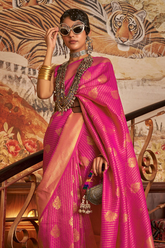 magenta pink kanjivaram saree 5 1