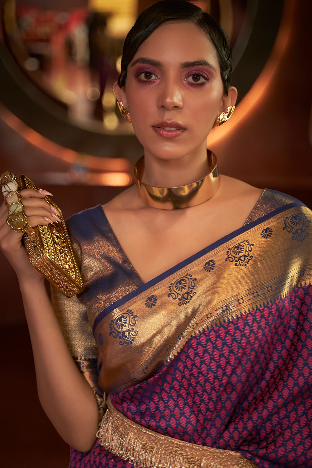 byzantine purple kanjivaram saree 4