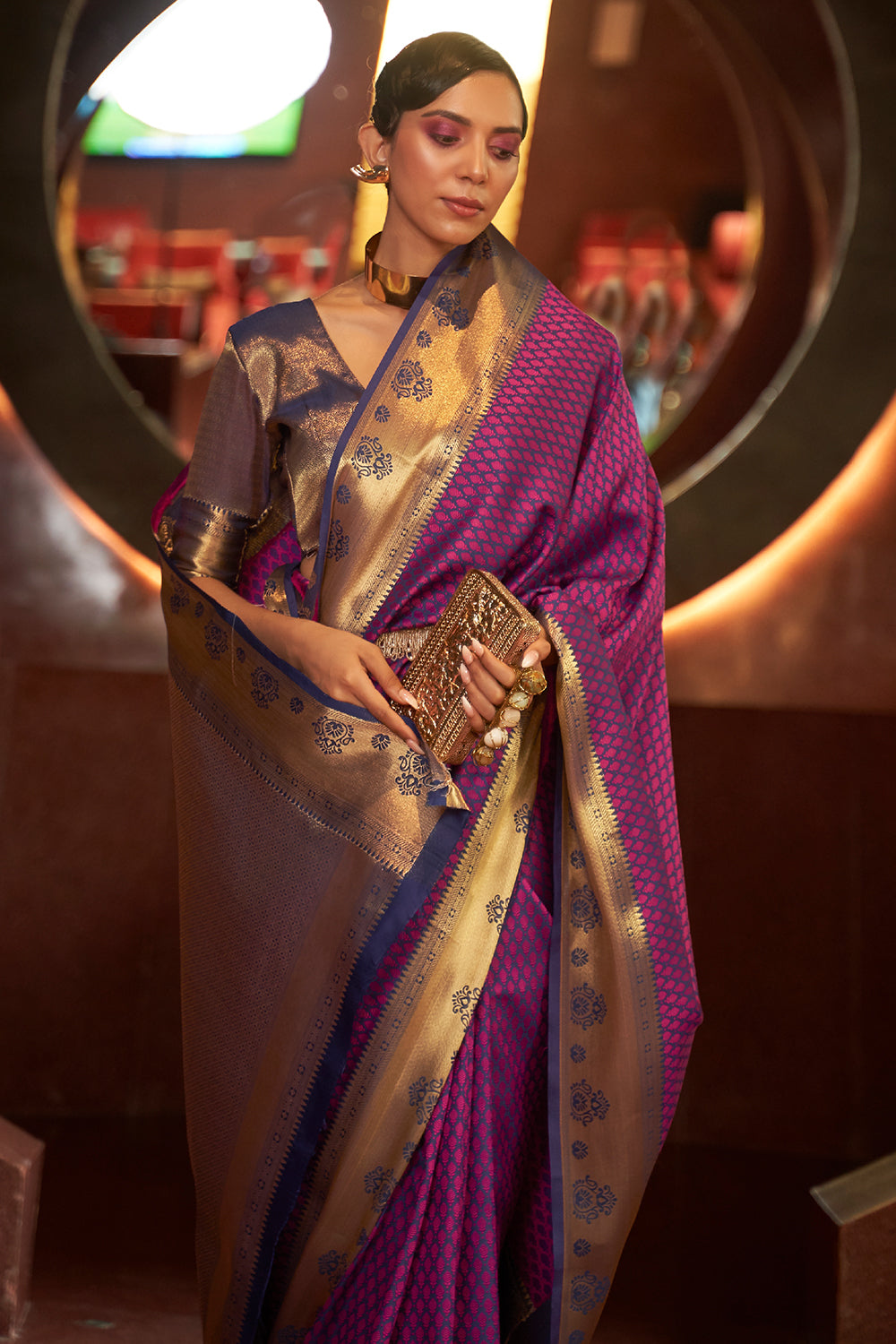 byzantine purple kanjivaram saree 5