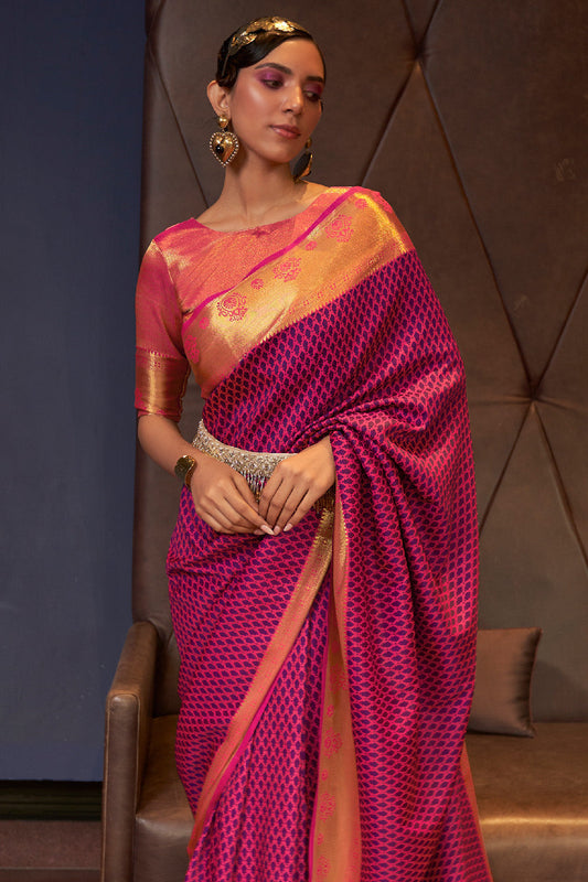 magenta purple kanjivaram saree 1