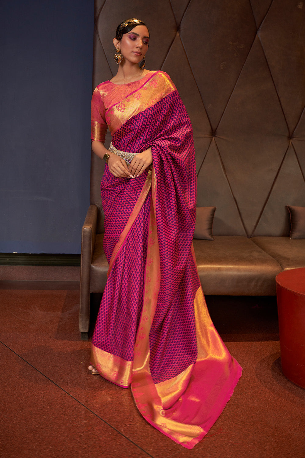 magenta purple kanjivaram saree 3