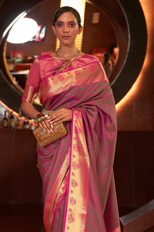 dusty pink kanjivaram saree 1