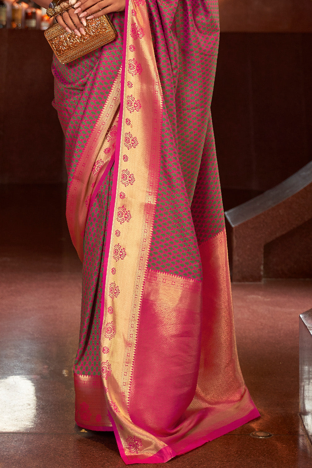 dusty pink kanjivaram saree 2