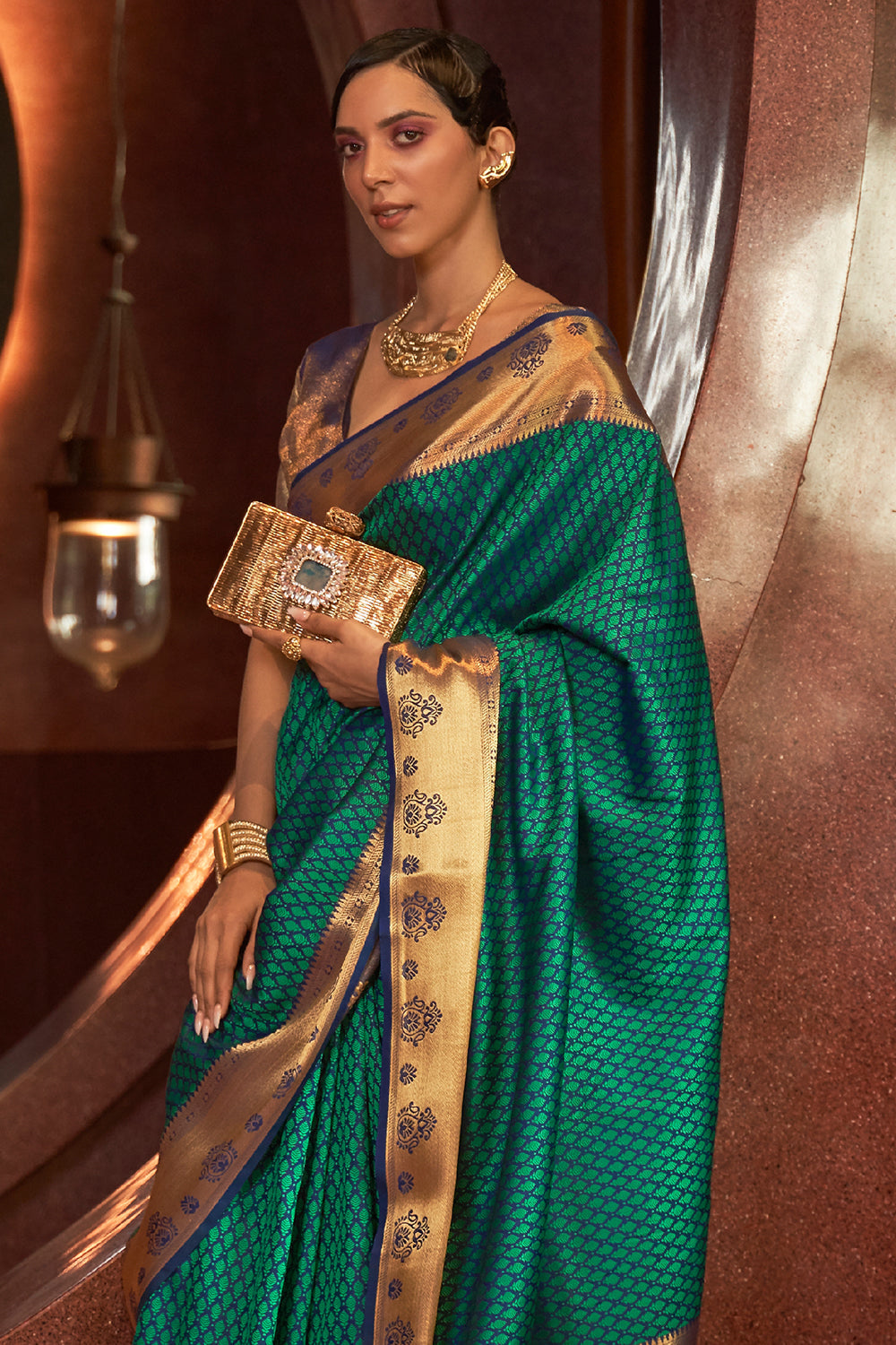 pine green kanjivaram saree 3 1