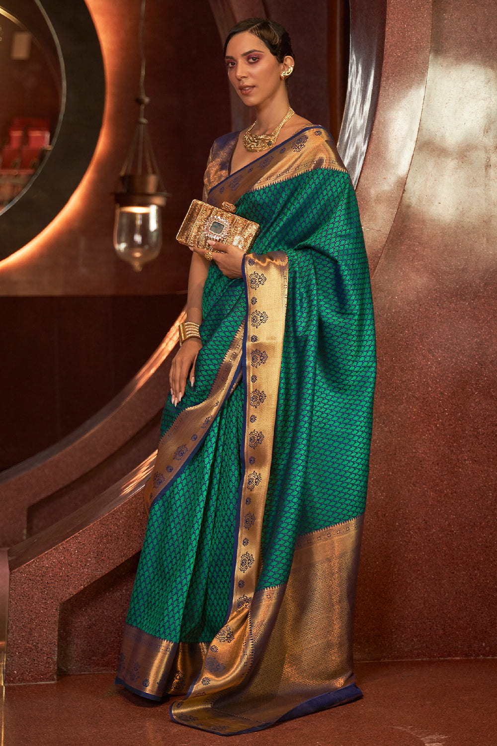 pine green kanjivaram saree 3 2