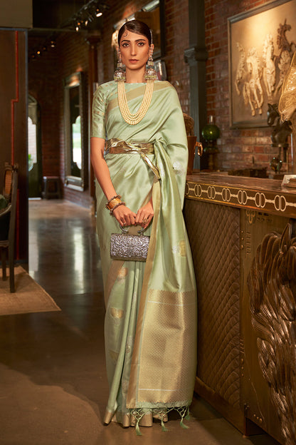 pastel green kanjivaram saree 3