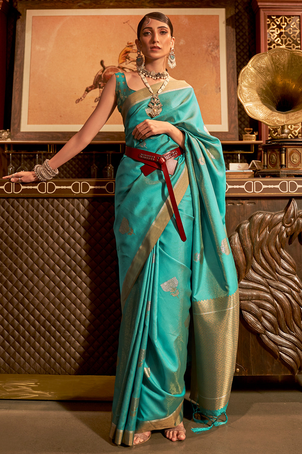 sky blue kanjivaram saree 3 3