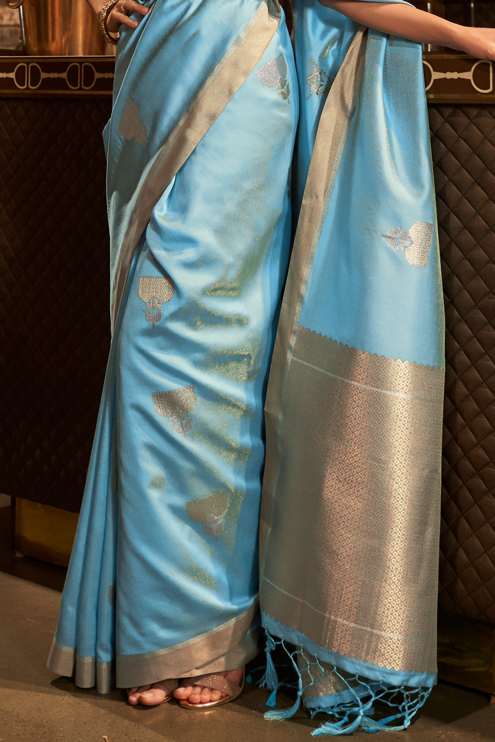 baby blue kanjivaram saree 1 4