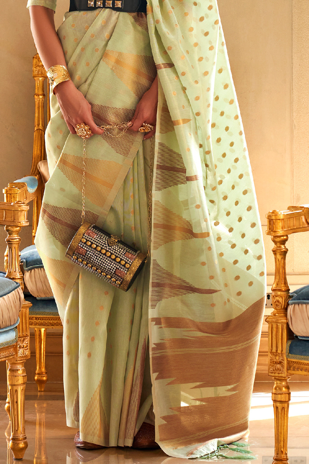 moss green silk saree 2