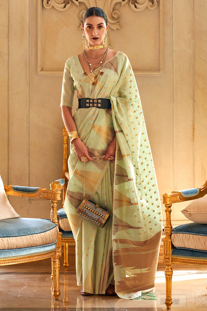 moss green silk saree 3